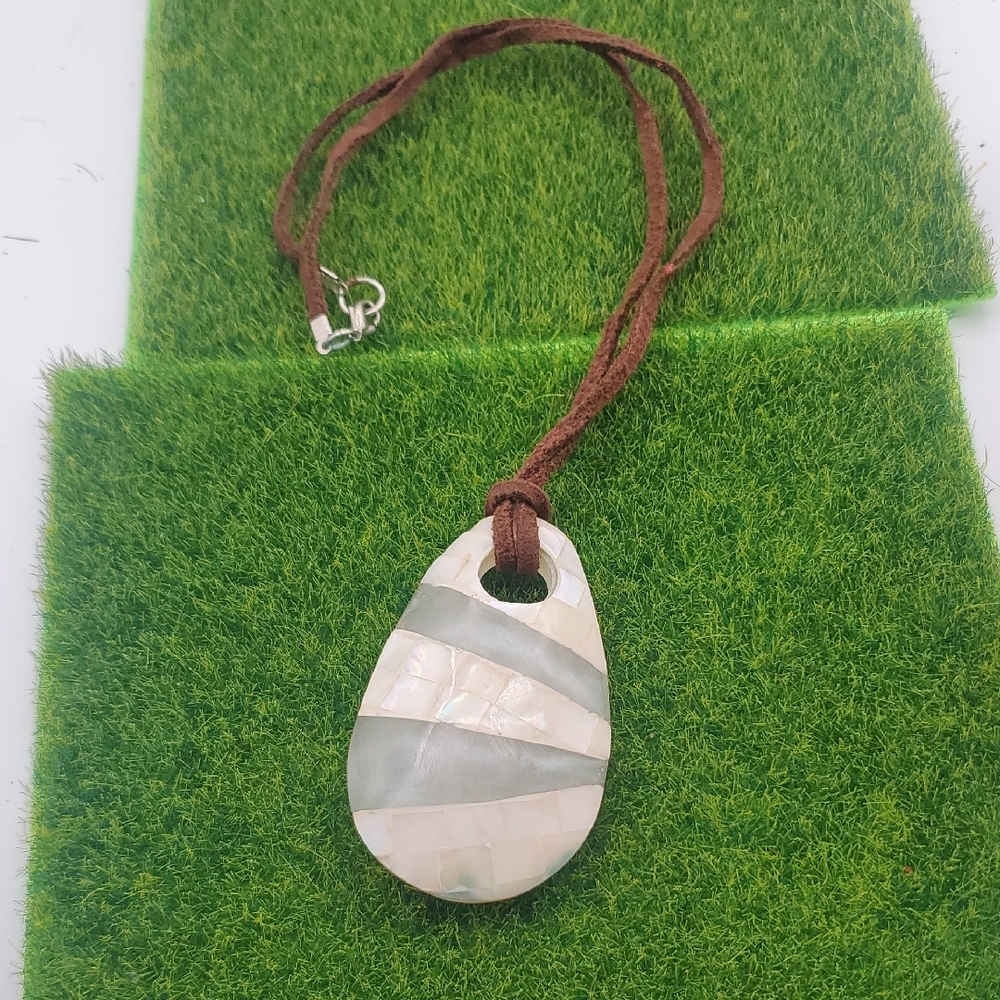 Boho Necklace • Teardrop Pendant • Artisan Jewelry • Stone Pendant 22 Inch N3706